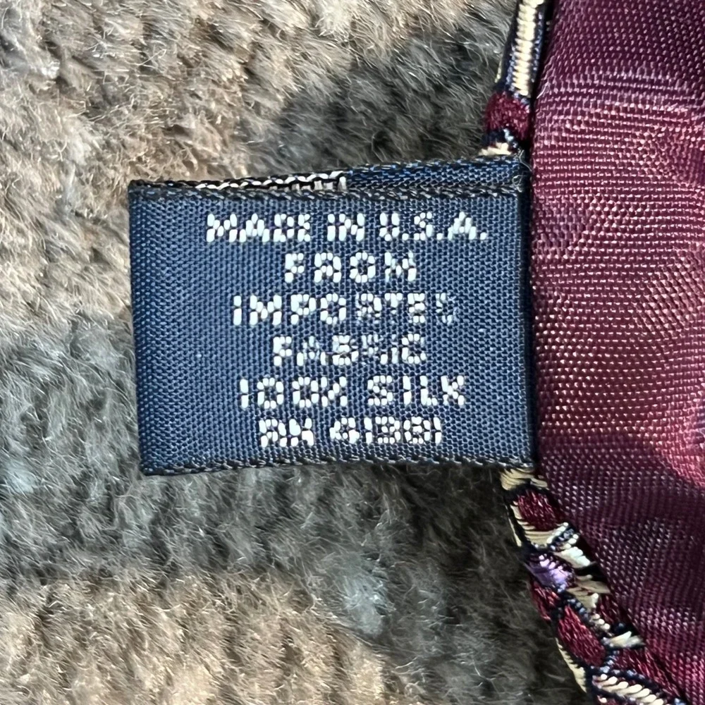 Polo Ralph Lauren Mens Silk Tie Burgundy Paisley Geometric Necktie Made in‎ USA